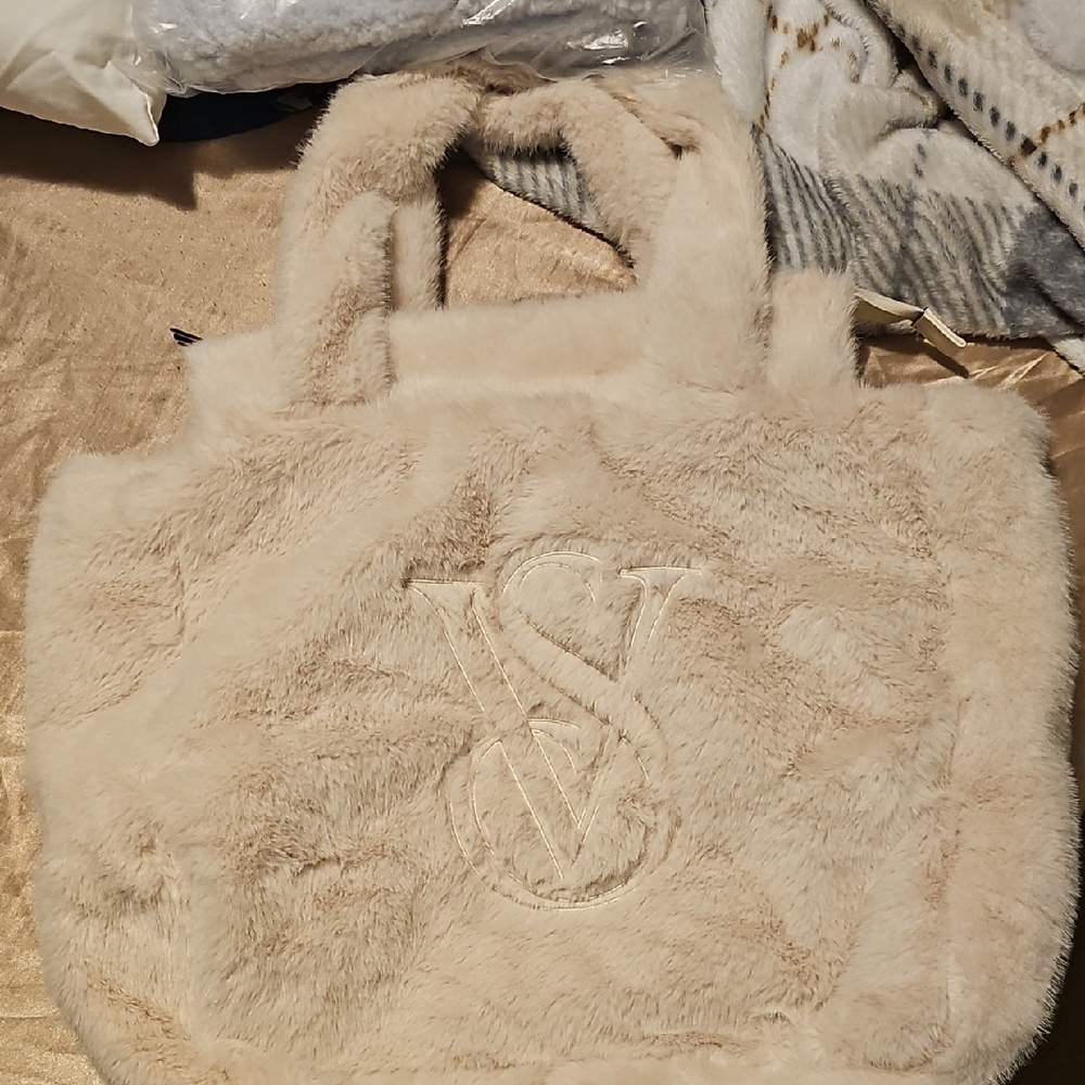 Victoria's Secret Beige Faux Fur Tote